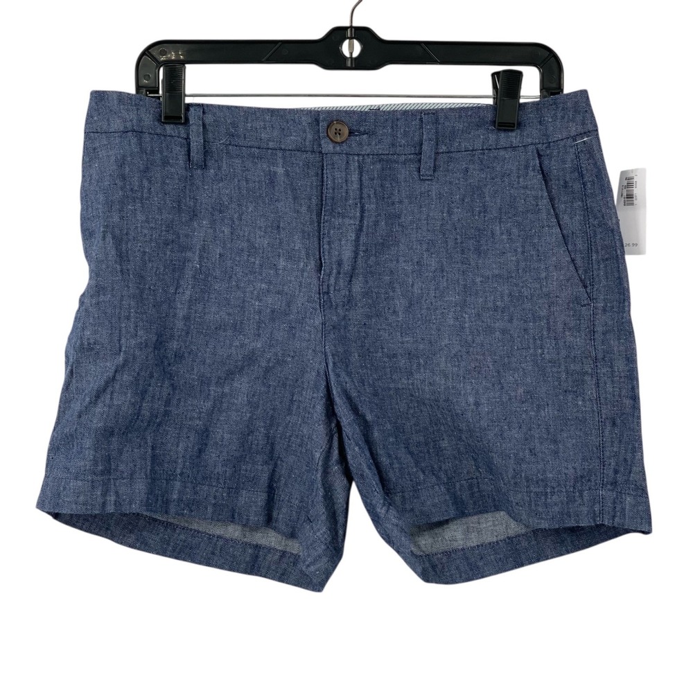 NWT Old Navy Women's Everyday Short Linen Blend Chambray Blue High Rise Size 8